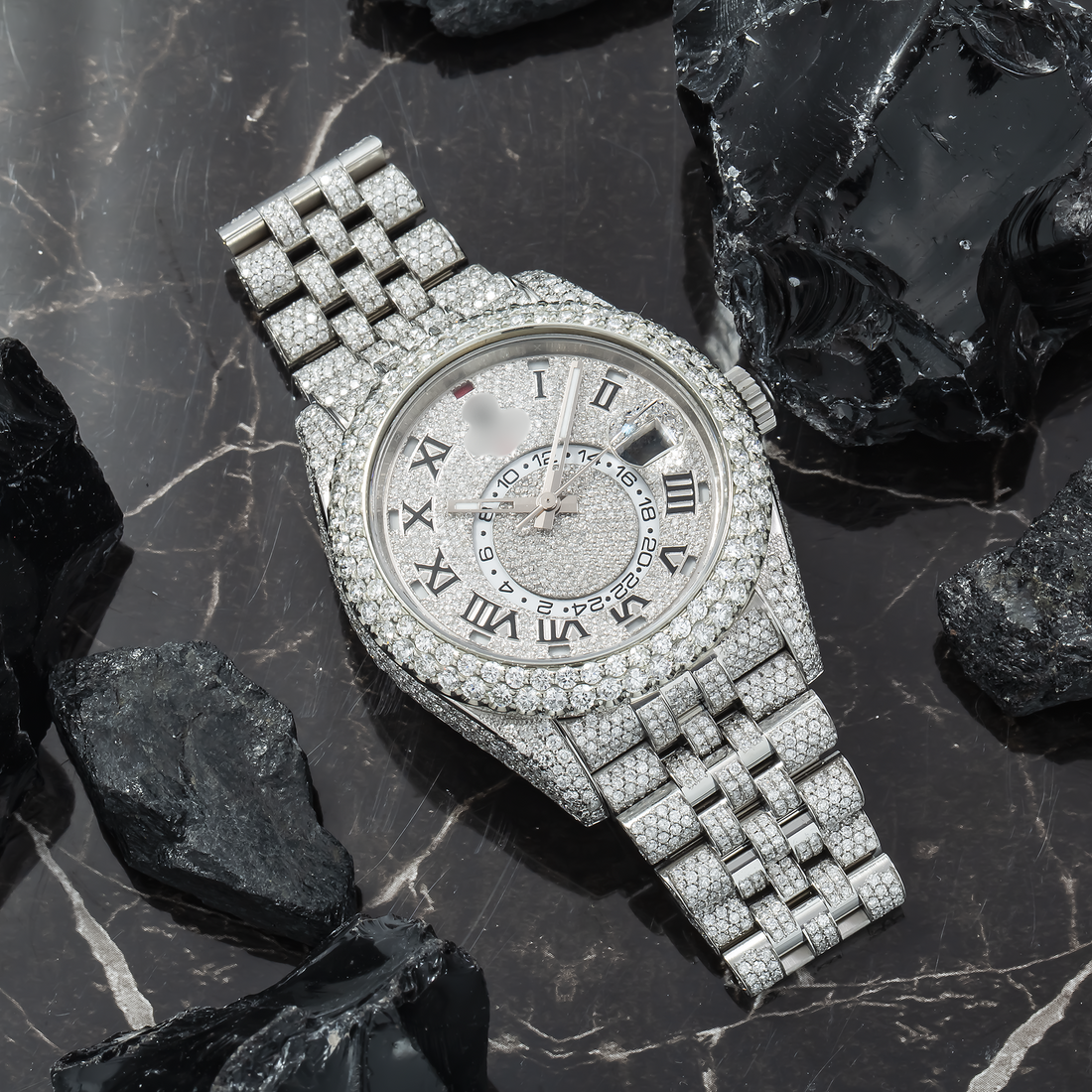 Bling Out Moissanite Watch 42MM Diamond Dial With Stainless Steel Jubilee Bracelet 21.75 CT