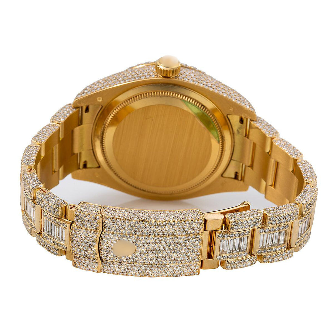 Moissanite Watch with Gold Tone 42mm Champagne Dial With 31.00 CT Diamonds