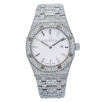 Moissanite Timekeeper  33MM White Dial With 18.25 CT Diamonds