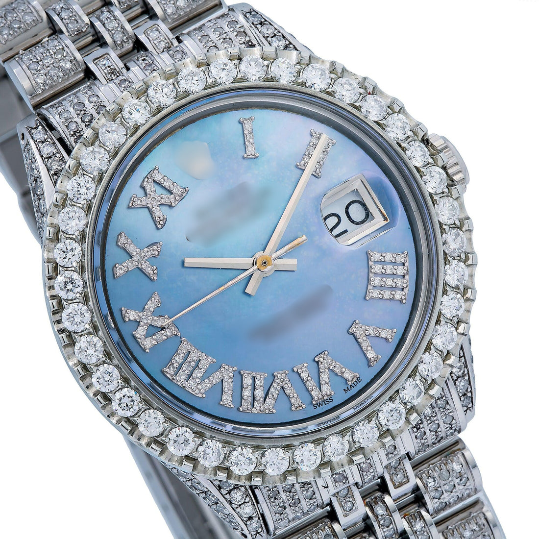 Elite Moissanite Timepiece 36MM Blue Diamond Dial With 9.25 CT Diamonds