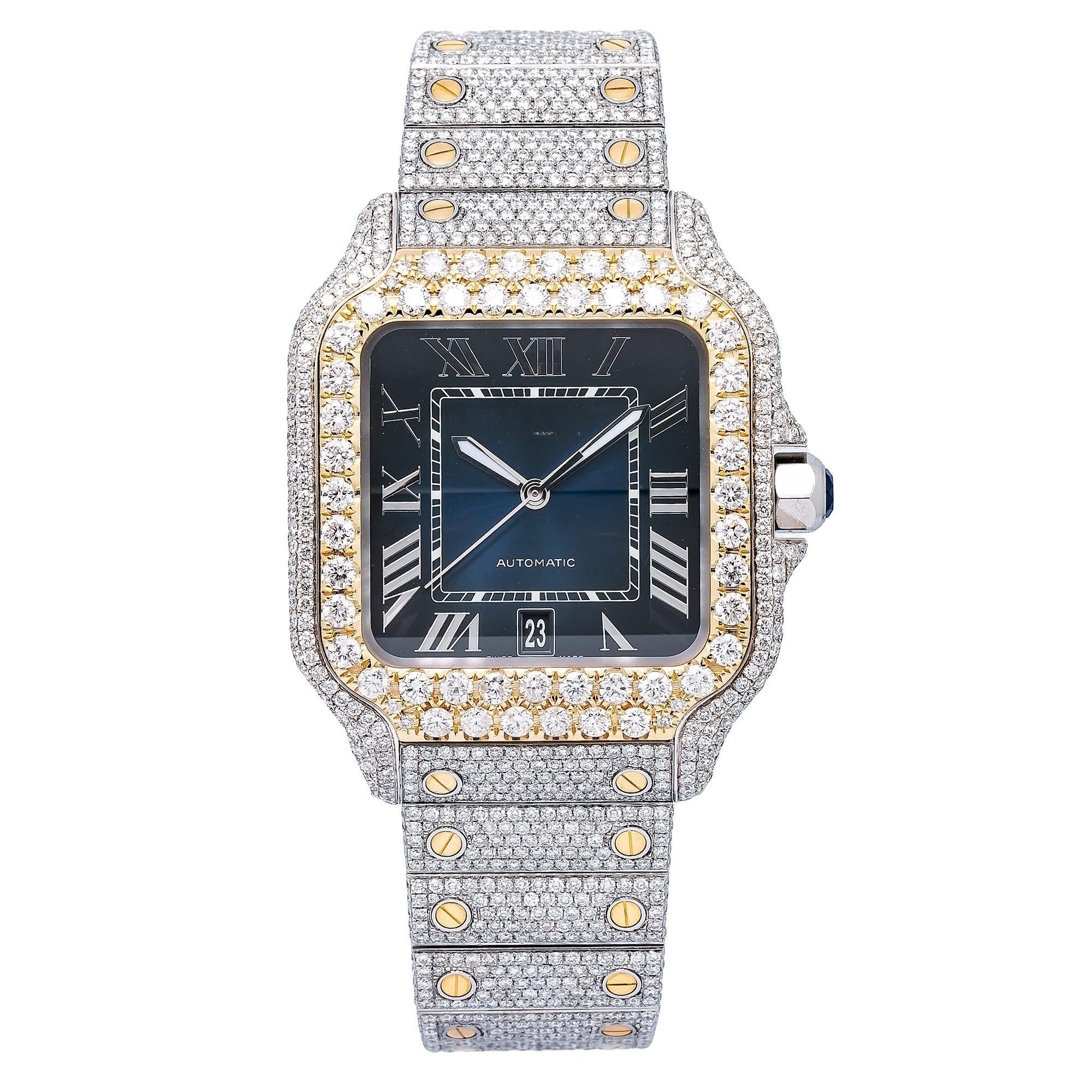 Ice Age Moissanite Watch 40MM Blue Dial With 17.95 CT Diamonds
