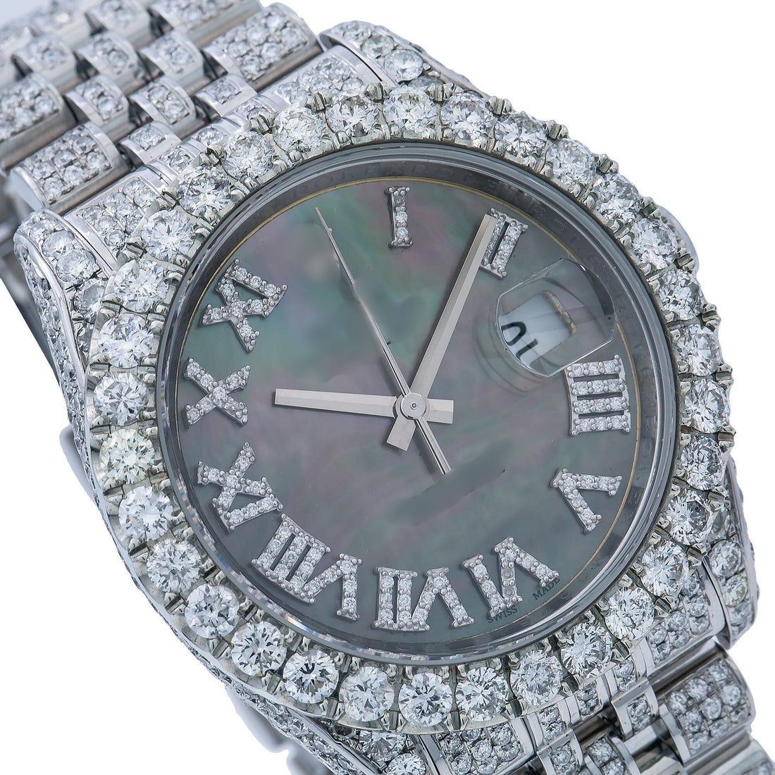 All-Weather Moissanite Watch 36MM Mother of Pearl Diamond Dial With 11.25 CT Diamonds