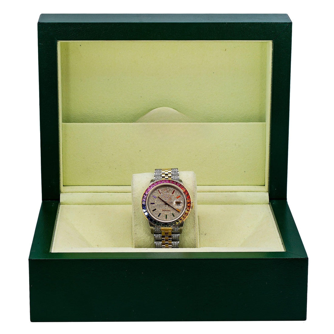 Moissanite Halo Watch  36MM Rainbow Diamond Dial With 5.25 CT Diamonds