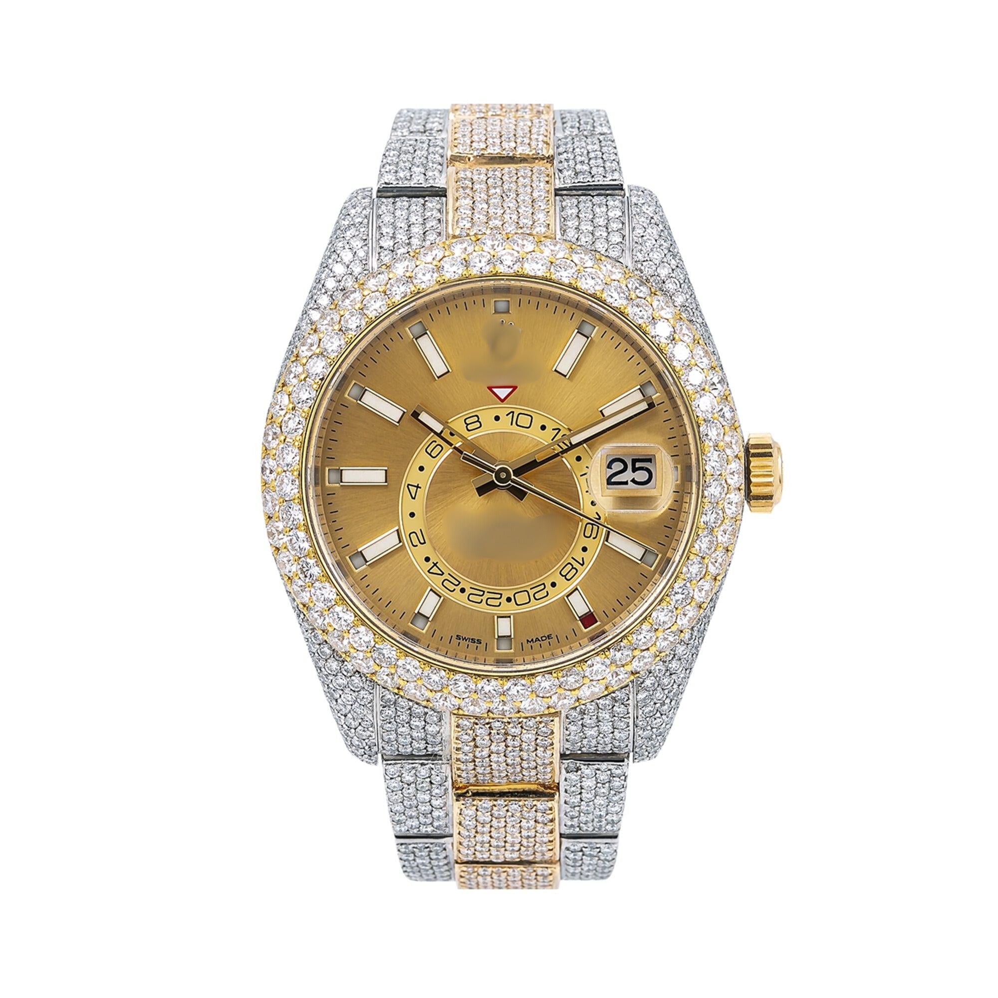 Moissanite Legend Watch 42MM Champagne Dial With Two Tone Oyster Bracelet