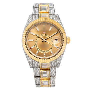All-Steel Moissanite Bling Watch 42MM Champagne Dial With 25.87 CT Diamonds