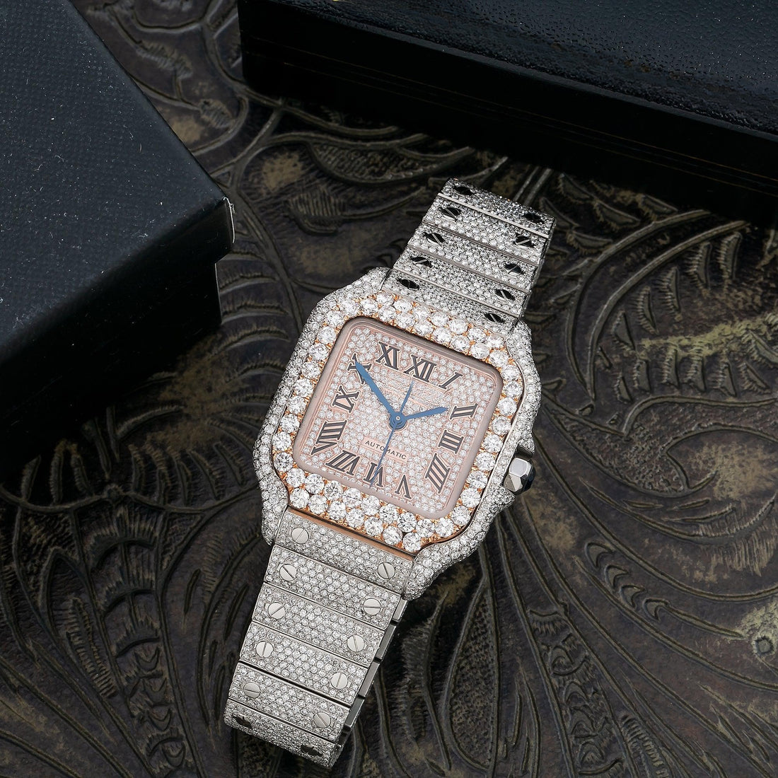 Moissanite Nova Watch 35MM Rose Gold Diamond Dial With 18.75 CT Diamonds