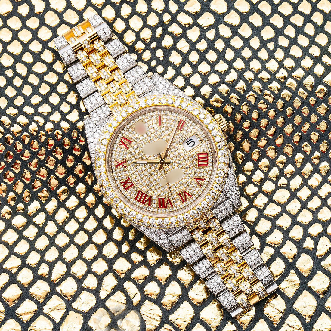 Dapper Style Moissanite Watch41MM Champagne Diamond Dial With Two Tone Jubilee Bracelet