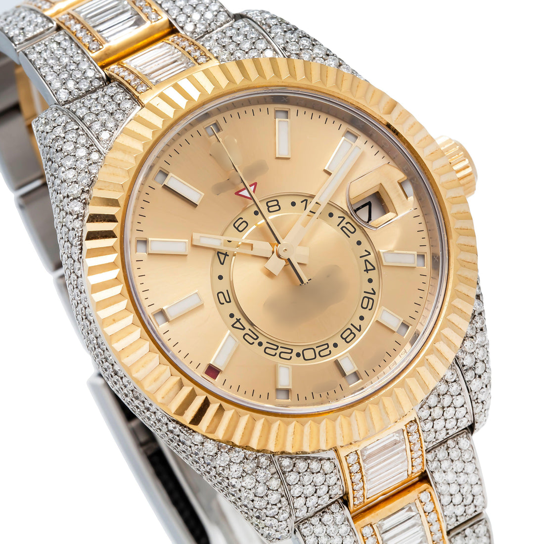 All-Steel Moissanite Bling Watch 42MM Champagne Dial With 25.87 CT Diamonds