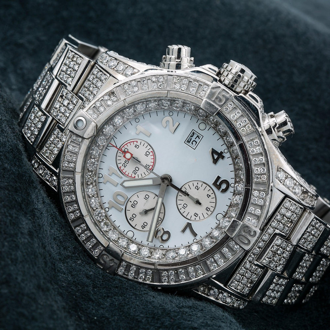 Real Sparkle Moissanite Watch 48MM White Diamond Dial With 20.71 CT Diamonds