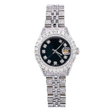 Limited Edition Moissanite Bling Watch 26MM Black Dial With Stainless Steel Jubilee Diamond Bracelet