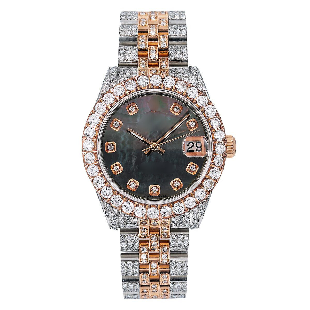 Urban Diamond Watch 31mm Black Diamond Dial With Two Tone Bracelet