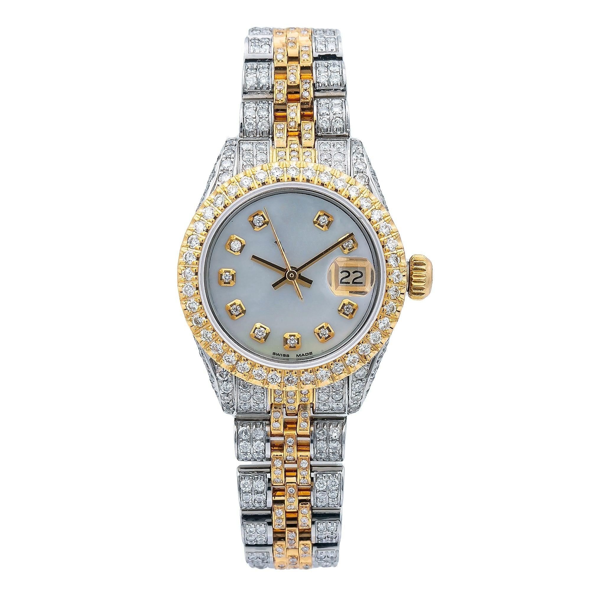 Modern Moissanite Watch 26MM Grey Diamond Dial With 5.75 CT Diamonds