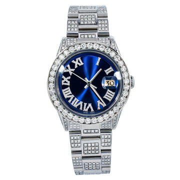 Aurora Moissanite Watch 36MM Blue Diamond Dial With 8.25 CT Diamonds