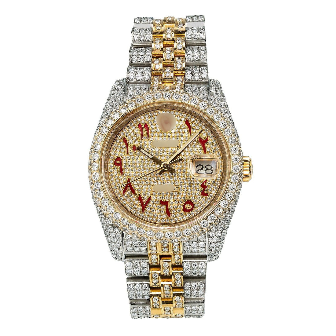 Smart Look Moissanite Watch 36mm Champagne Arabic Numeral Dial With 13.25CT Diamonds Watch