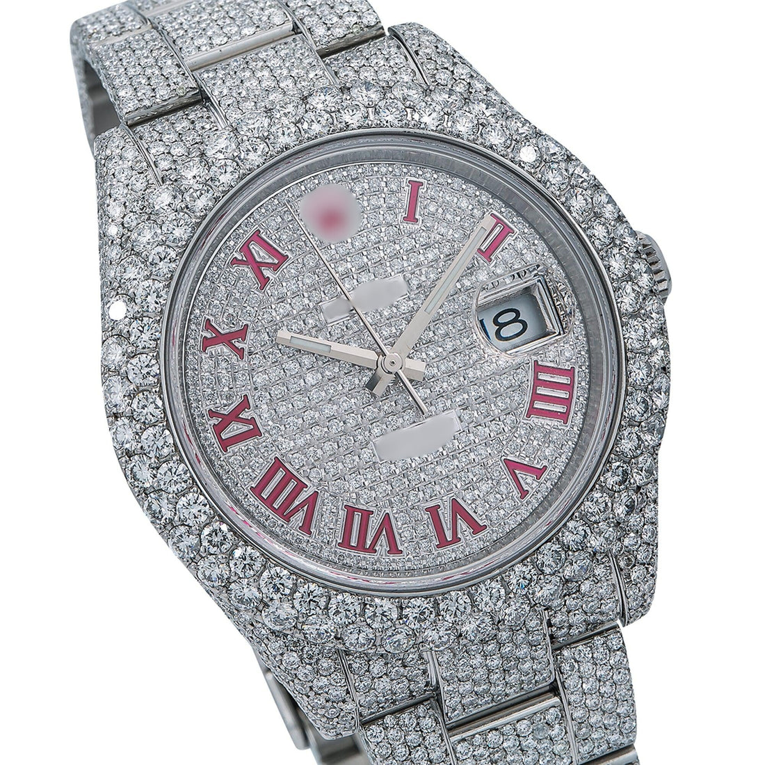 Frozen Empire Watch  41mm, Silver Diamond Dial Flower Set With 19.75 CT Diamonds