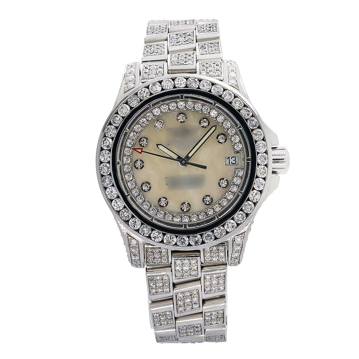 Everyday Shine Moissanite Watch 33mm White Mother of Pearl with 8.0CT Diamonds Watch