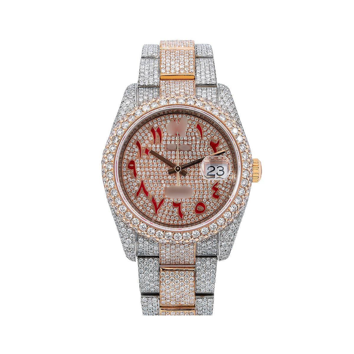 Frosted Emperor Watch  36mm Champagne Diamond Dial With 21.75 CT Diamonds