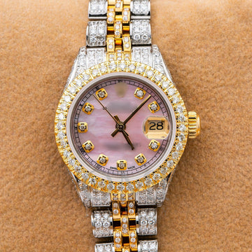 Bold Design Moissanite Watch 26MM Pink Diamond Dial With 5.75 CT Diamonds