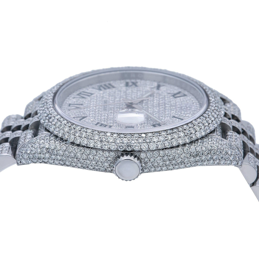 Moissanite Tidal Watch 41MM Silver Diamond Dial With 14.75 CT Diamonds