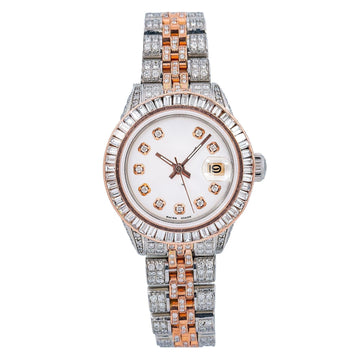 Moissanite Blingstorm Watch 26MM White Diamond Dial With Two Tone Jubilee Bracelet