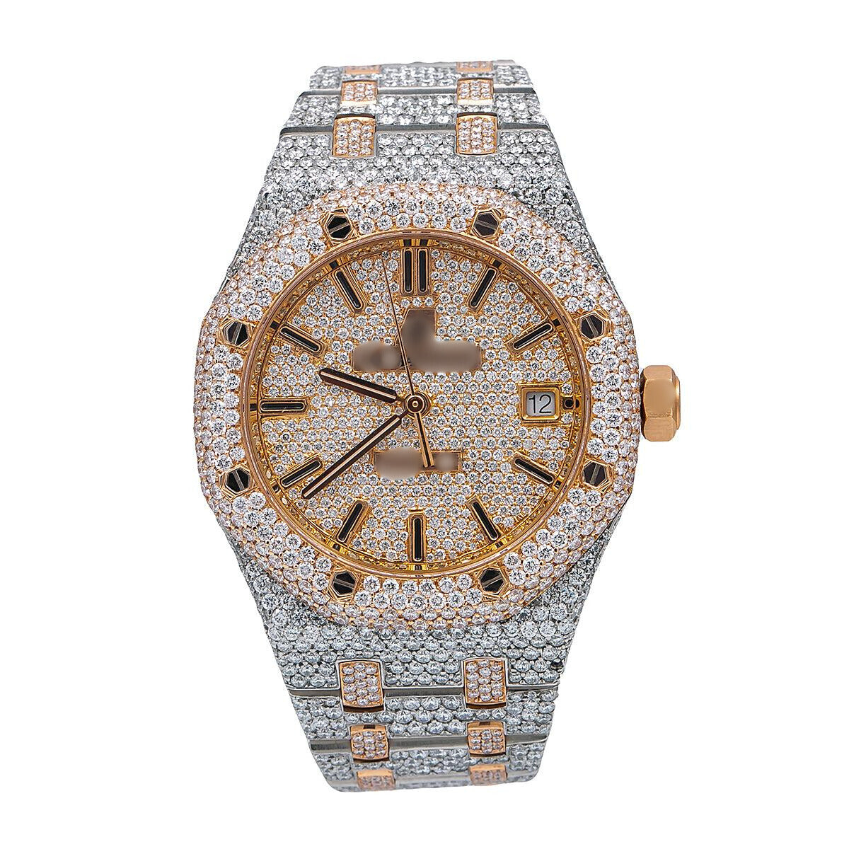 Moissanite Icon Watch 37MM Champagne Diamond Dial With 22.75 CT Diamonds