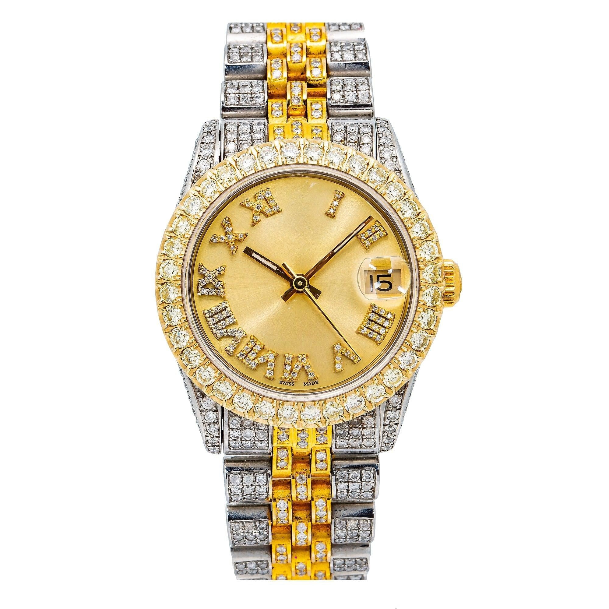 Royal Moissanite Diamond Watch 31MM Champagne Diamond Dial With 8.75 CT Diamonds