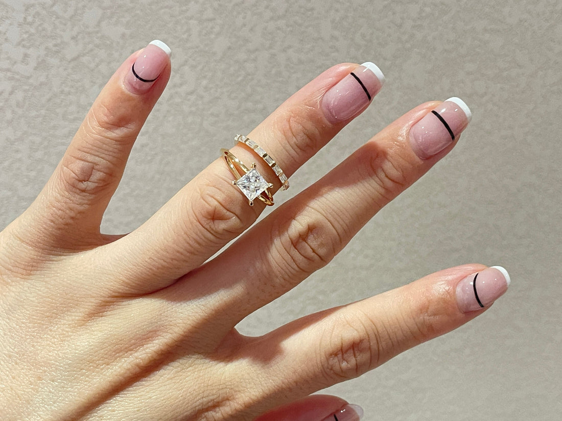 14K Gold Baguette Cut Moissanite Vintage Style Wedding Ring