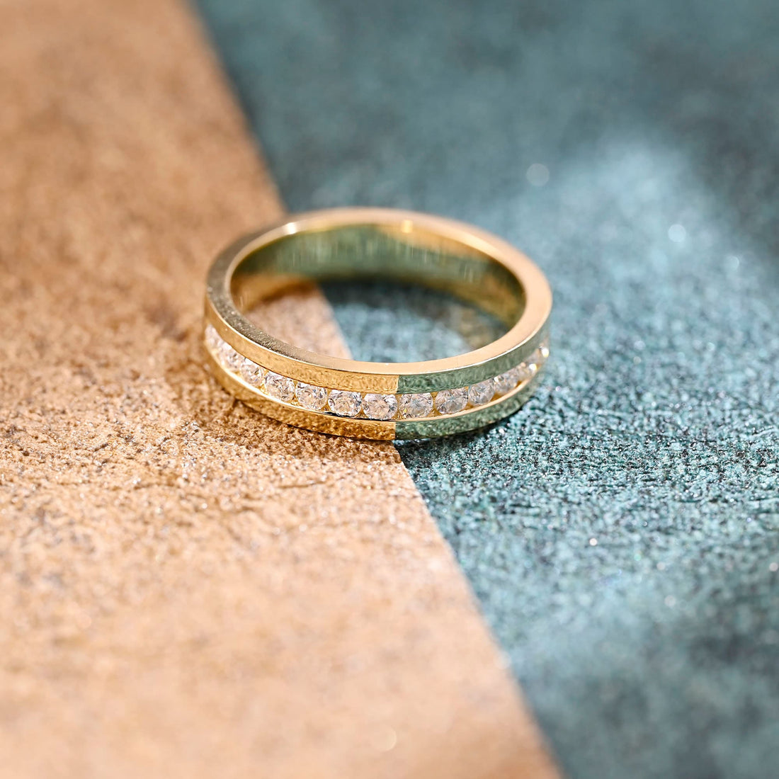 Solid Gold Round Moissanite Classic Unique Men's Ring