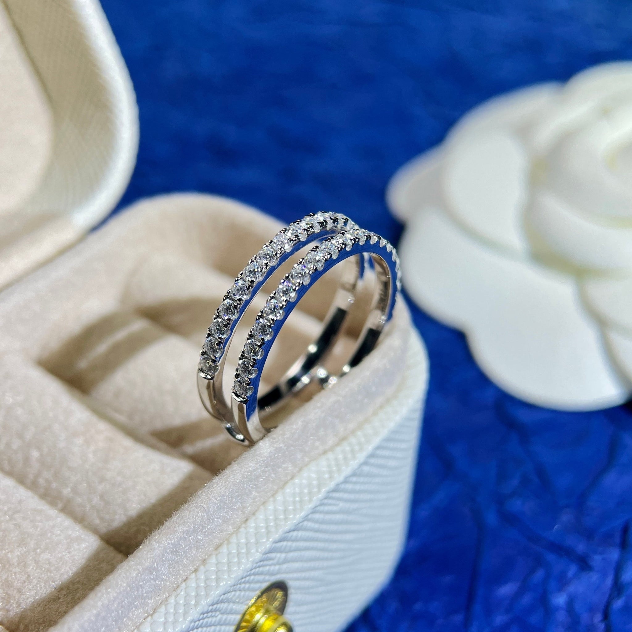 White Gold Moissanite Half-Eternity Ring Enhancer