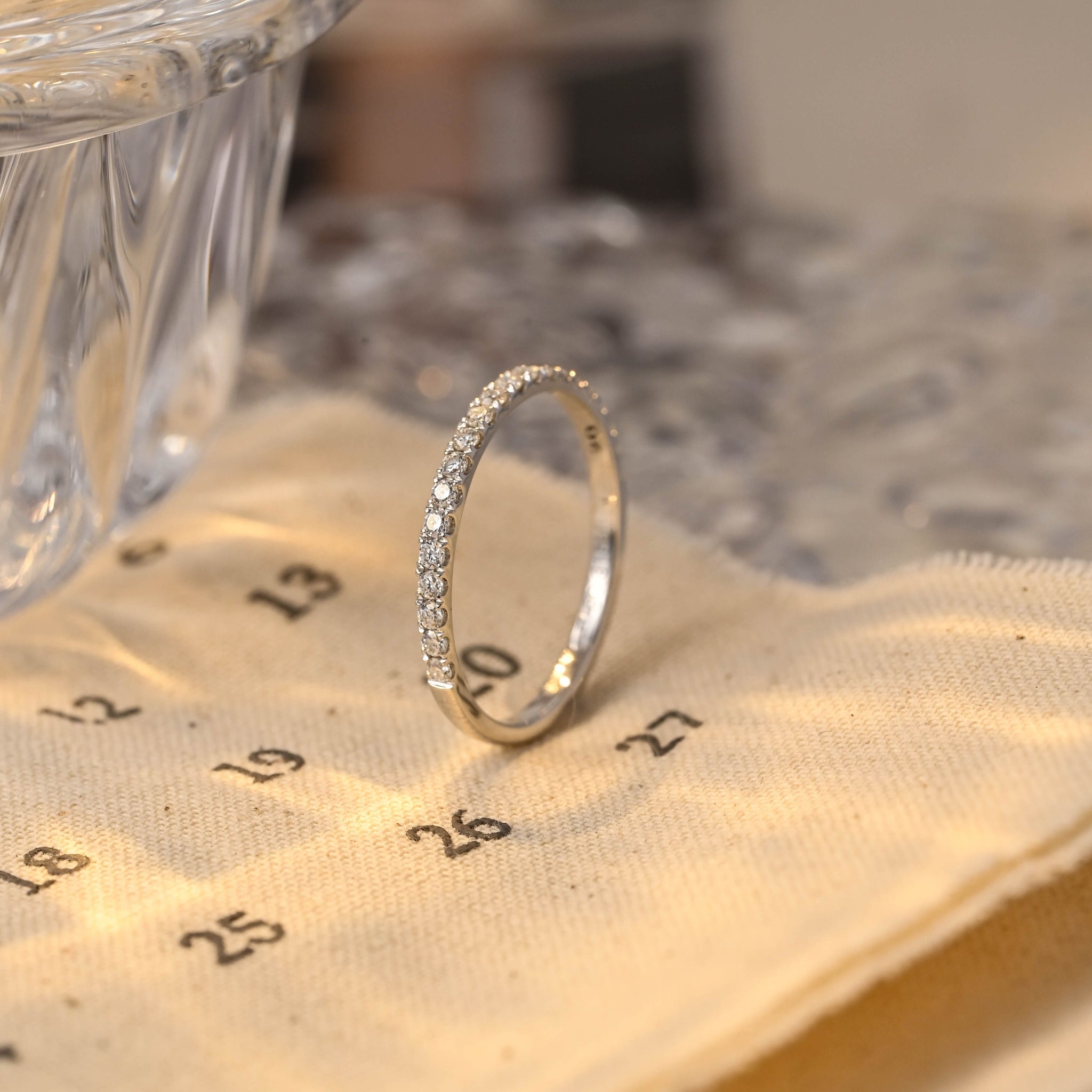 2mm Paved Round Cut Moissanite Round Half-Eternity Matching Band