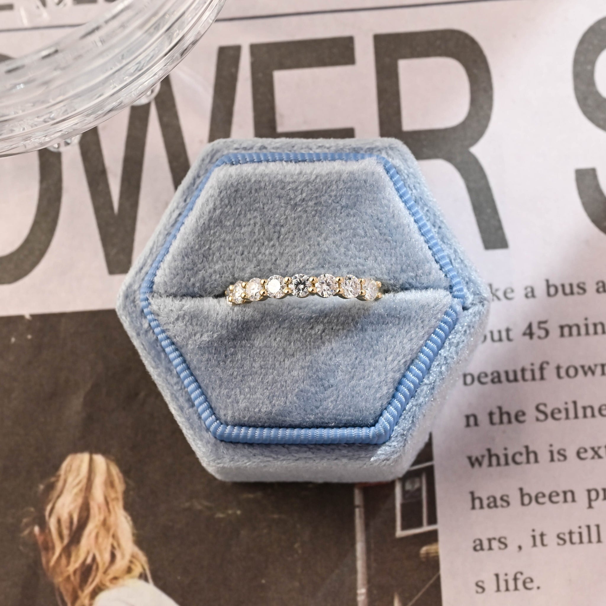 Round Cut Moissanite Engagement Wedding Band Personalized Matching Band