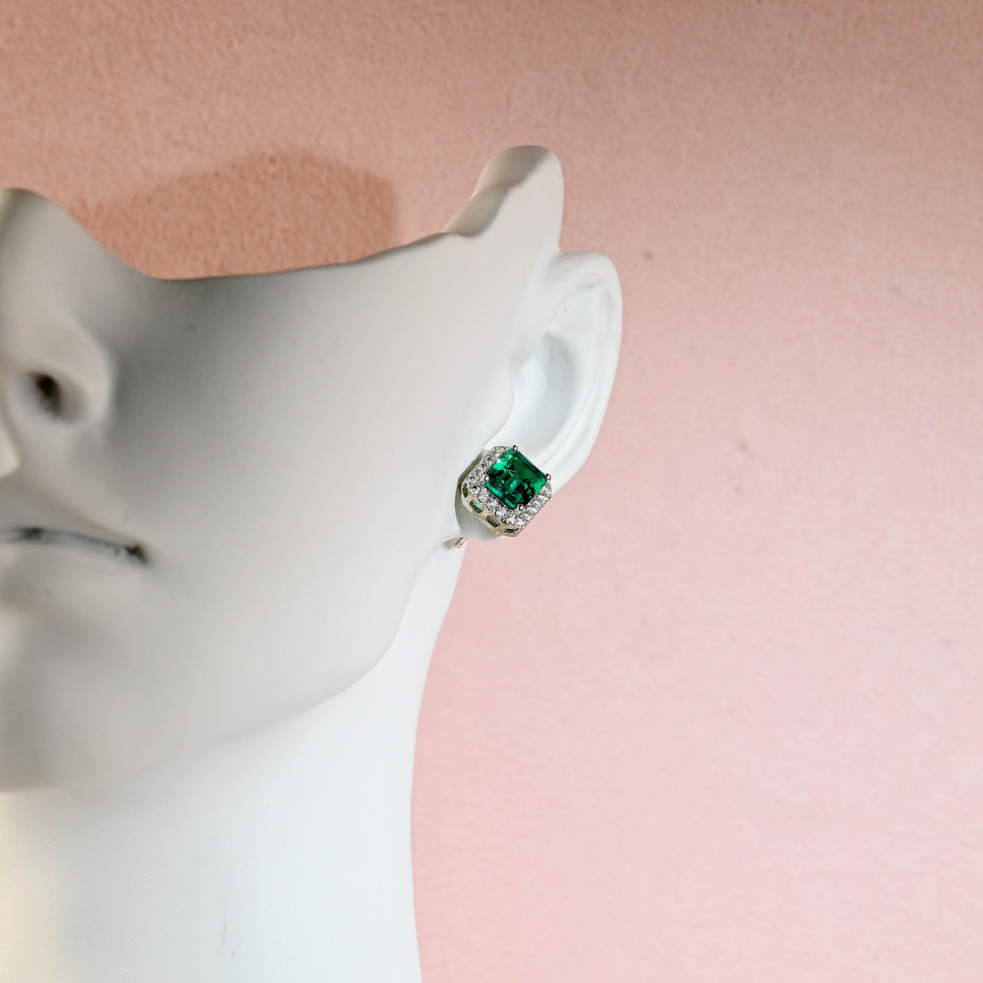 Lab Grown Emerald Earring Studs, Green Gem Wedding Earring Stud, Emerald Studs, Gold Earrings, Anniversary Gift Birthday Gift for Women