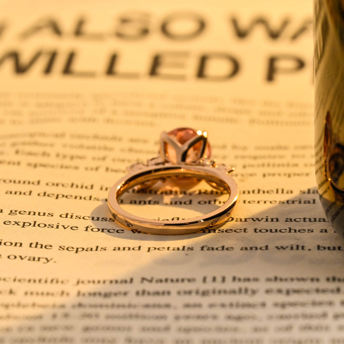 Unique Round Cut Pink Moissanite Vintage Promise Ring