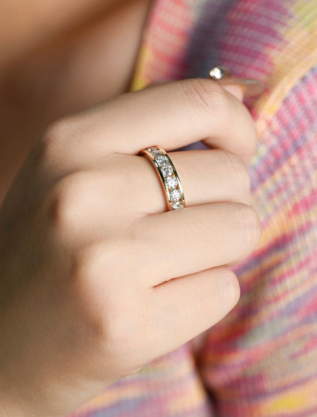Solid Gold Moissanite Full Eternity Wedding Ring