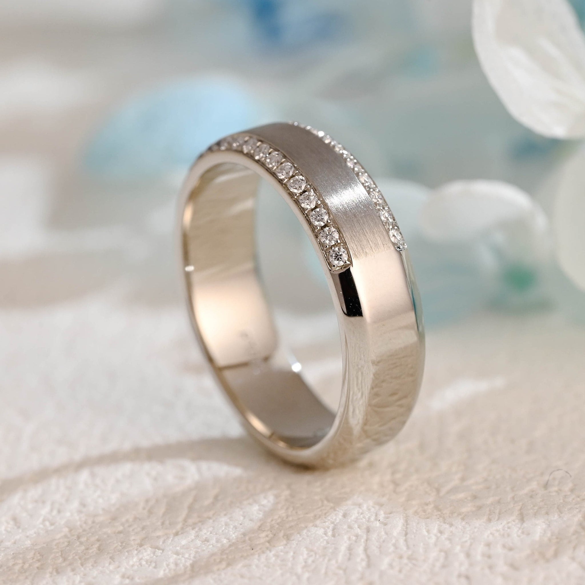 Solid Gold Moissanite 6mm Art Deco Ring for Man