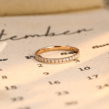 2.2mm Round Half-Eternity Matching Band, Paved Round Cut Moissanite Wedding Band
