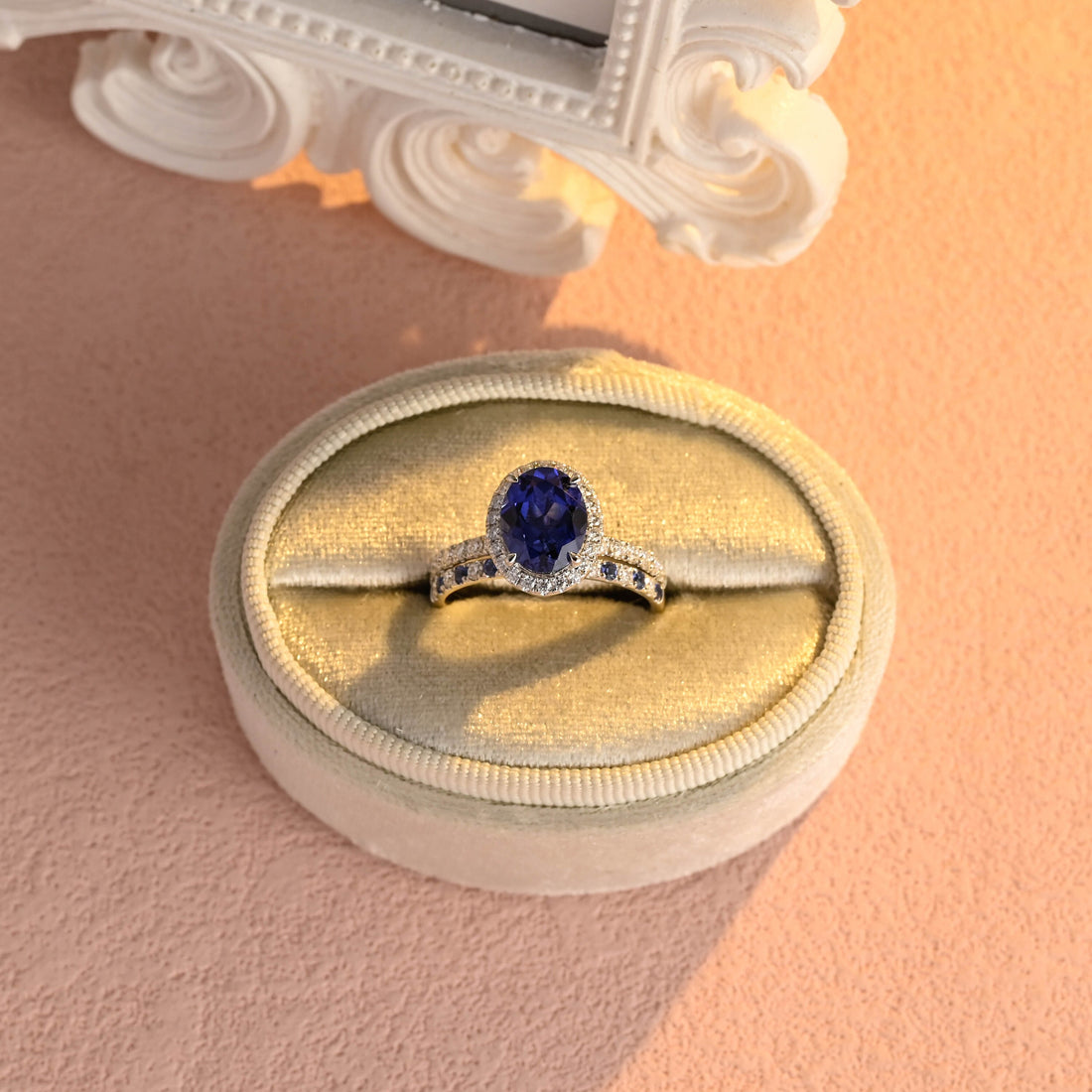 Oval Cut Half Eternity Sapphire Wedding Band