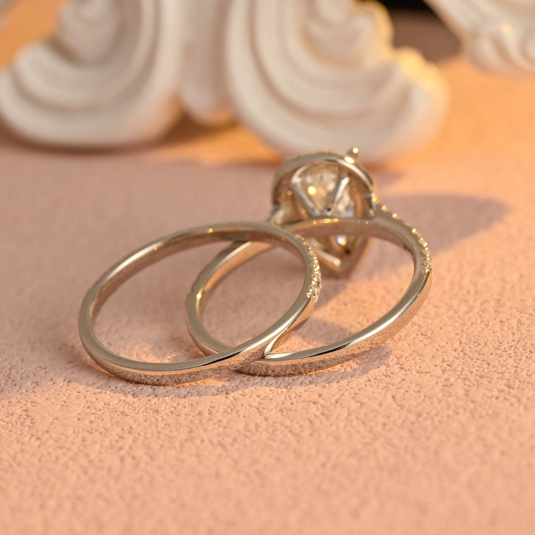 Pear Cut Moissanite Engagement Ring Set for Women
