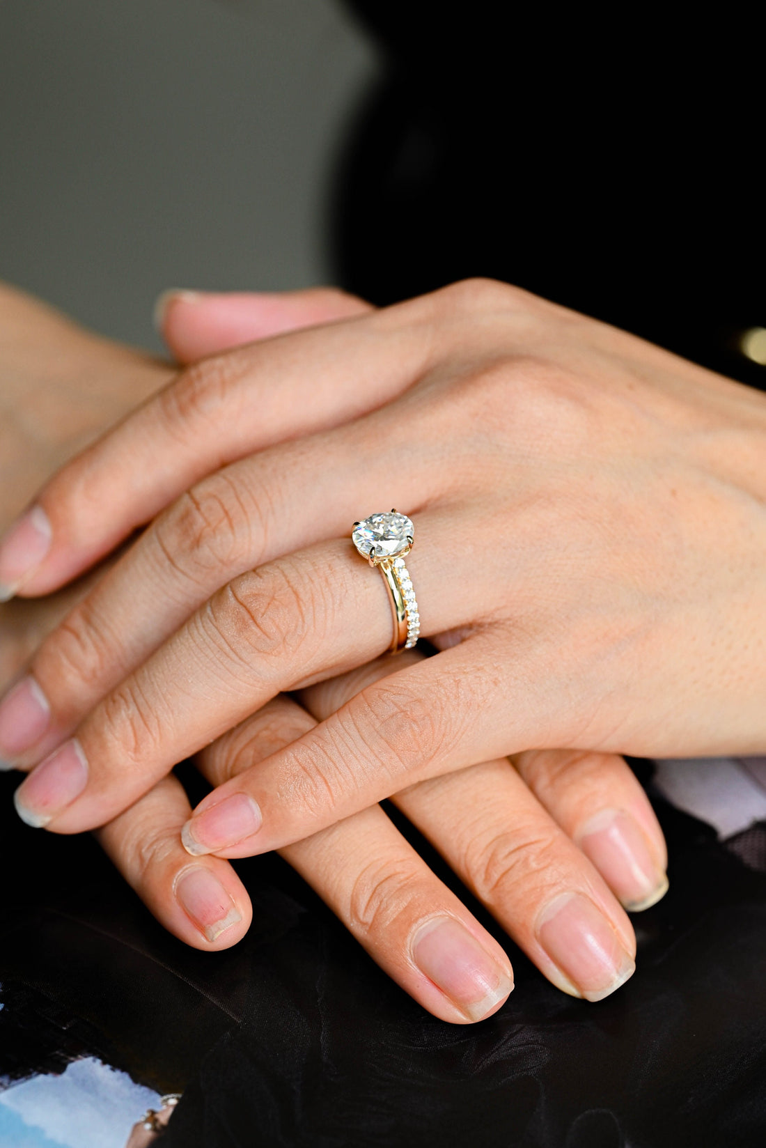 Oval Moissanite Half Eternity Matching Band