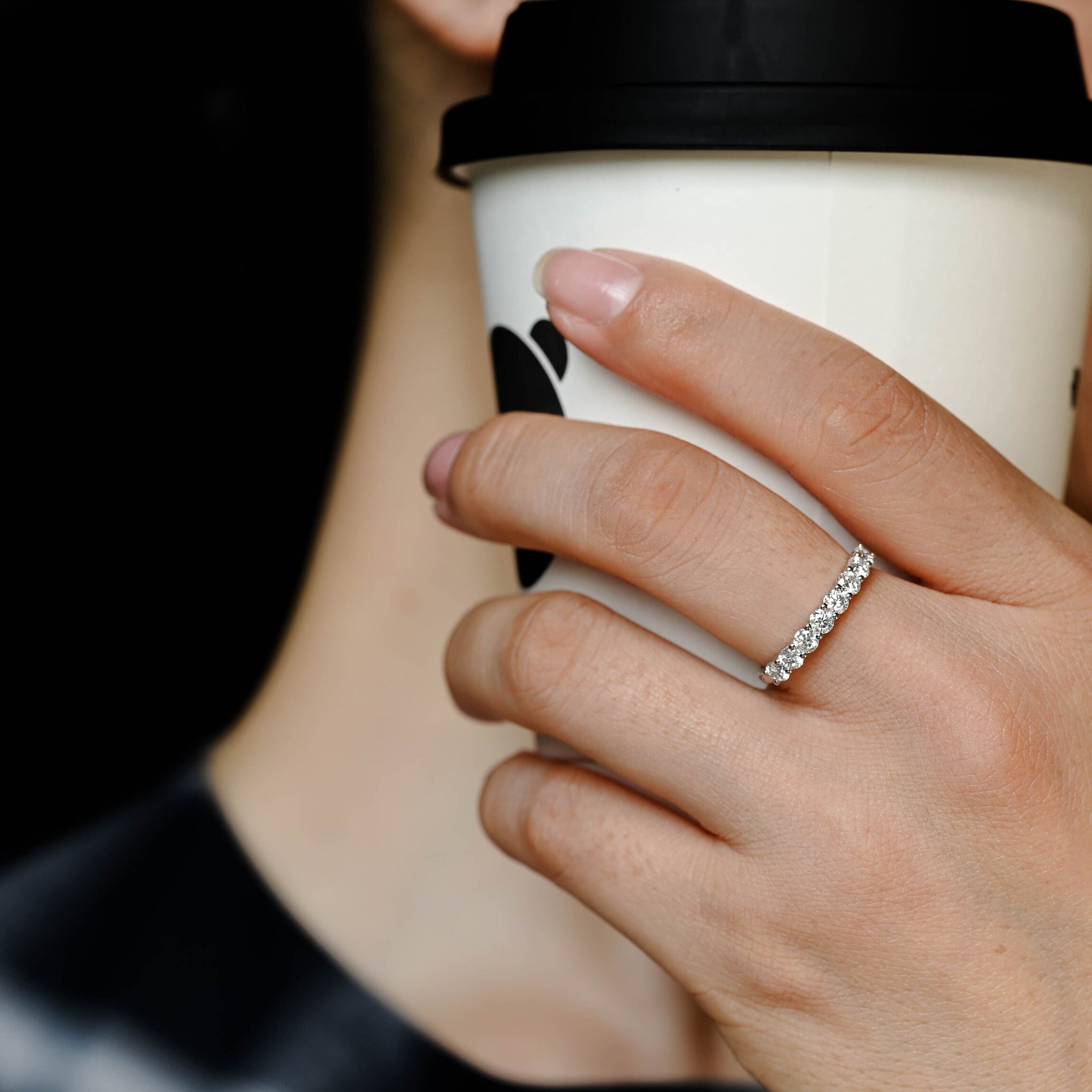 Solid Gold Round Cut Moissanite Classic Wedding Ring