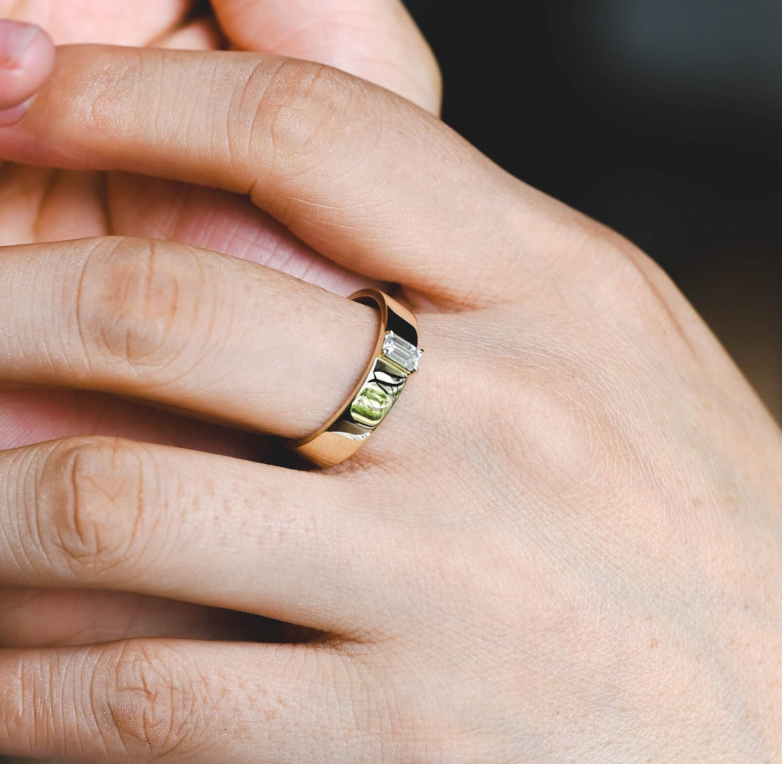 Classy Emerald Cut Men's Moissanite Stylish Moissanite Wedding Ring