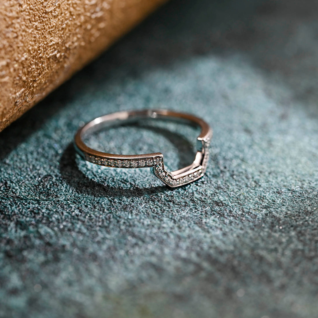 Solid Gold Round Cut Moissanite Curved Classice Wedding Band