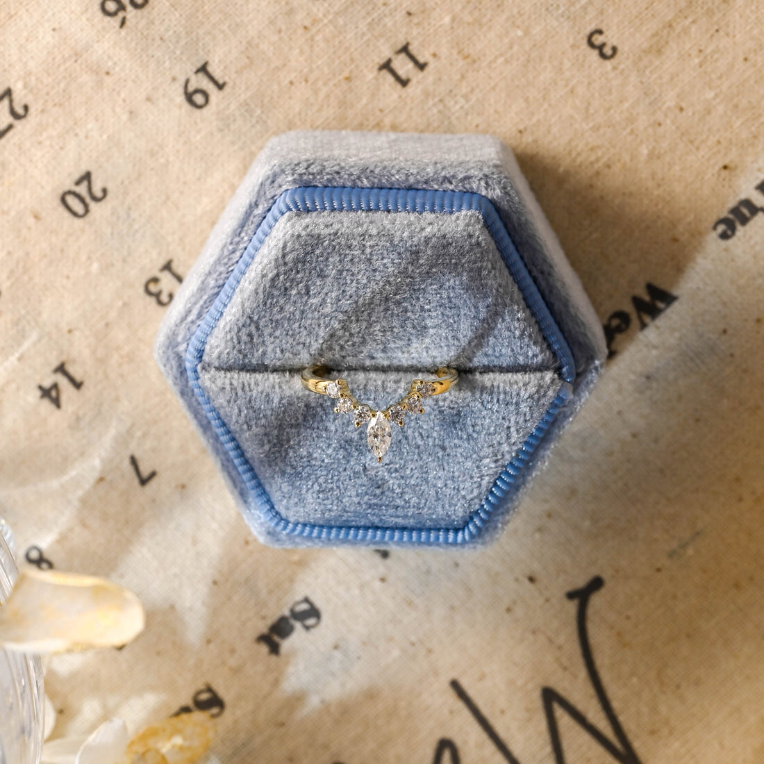 2mm Curved Marquise and Round Cut Moissanite Engagement Crown