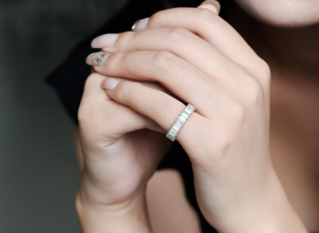 Solid Gold Baguette Moissanite Full Eternity Wedding Ring