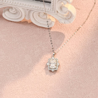 2ct Radiant Cut Moissanite Pendant,14K Yellow White Rose Gold Chain Pendant,Solid Gold Necklace Pendant,Moissanite Necklace for Women