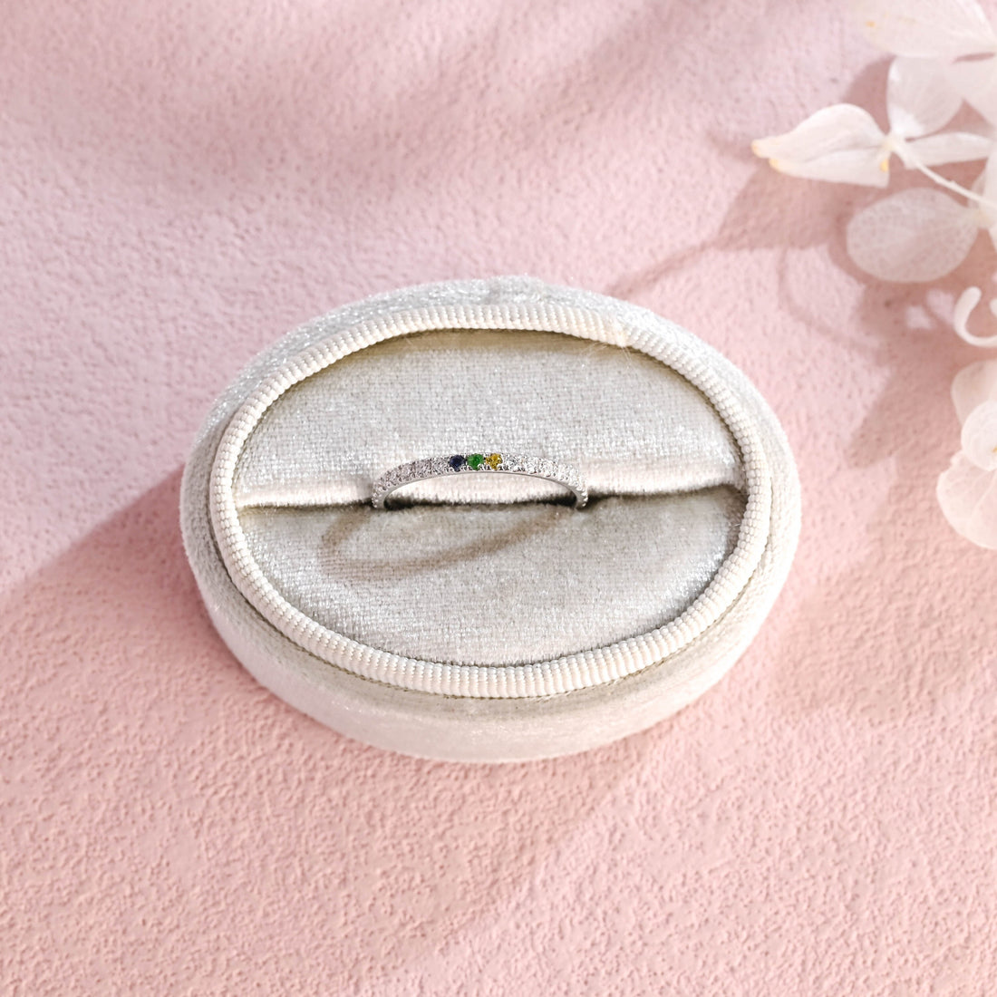 Full Eternity Moissanite Blue Yellow Green Round Moissanite Wedding Ring Band