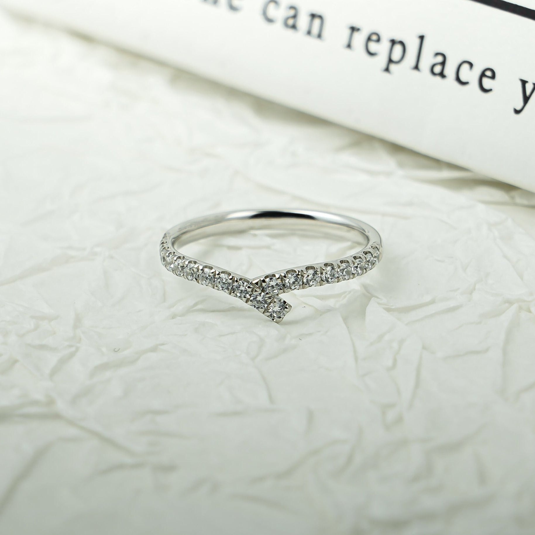 2mm Paved Round Cut Moissanite Engagement Ring