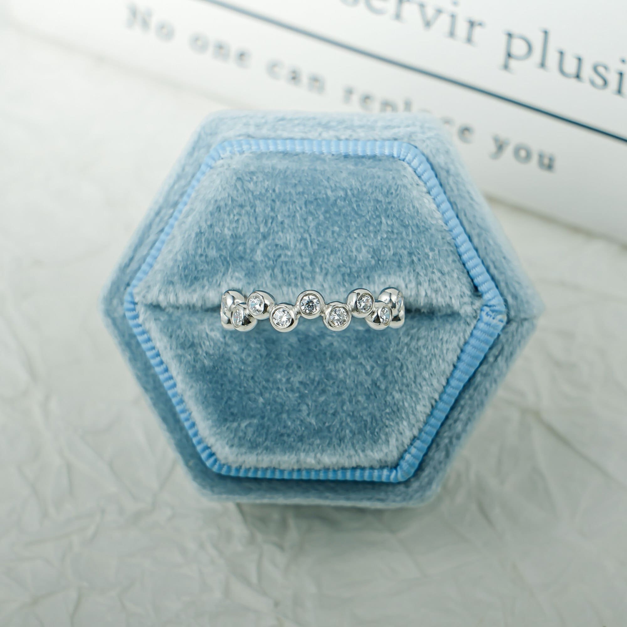 Bezel Round Cut Moissanite Solid Gold Personalized Matching Band