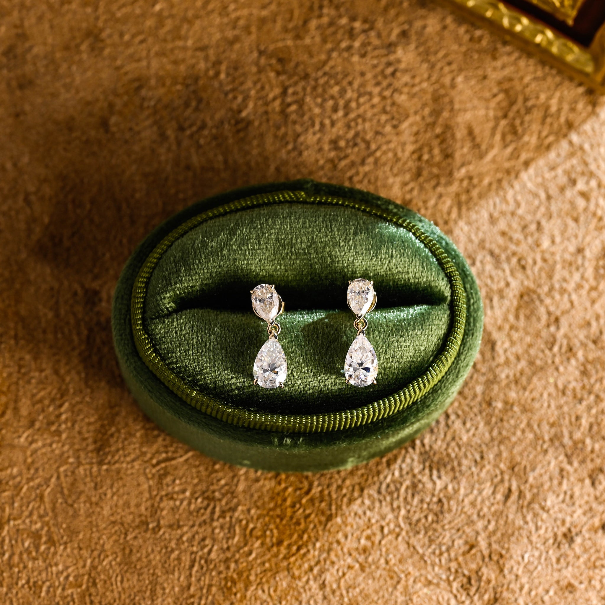Solid Gold Pear Cut Moissanite Earrings Studs, Minimalist Tear Drop Dainty Earrings, Art Deco Bridal Earrings, Anniversary Gift for Woman