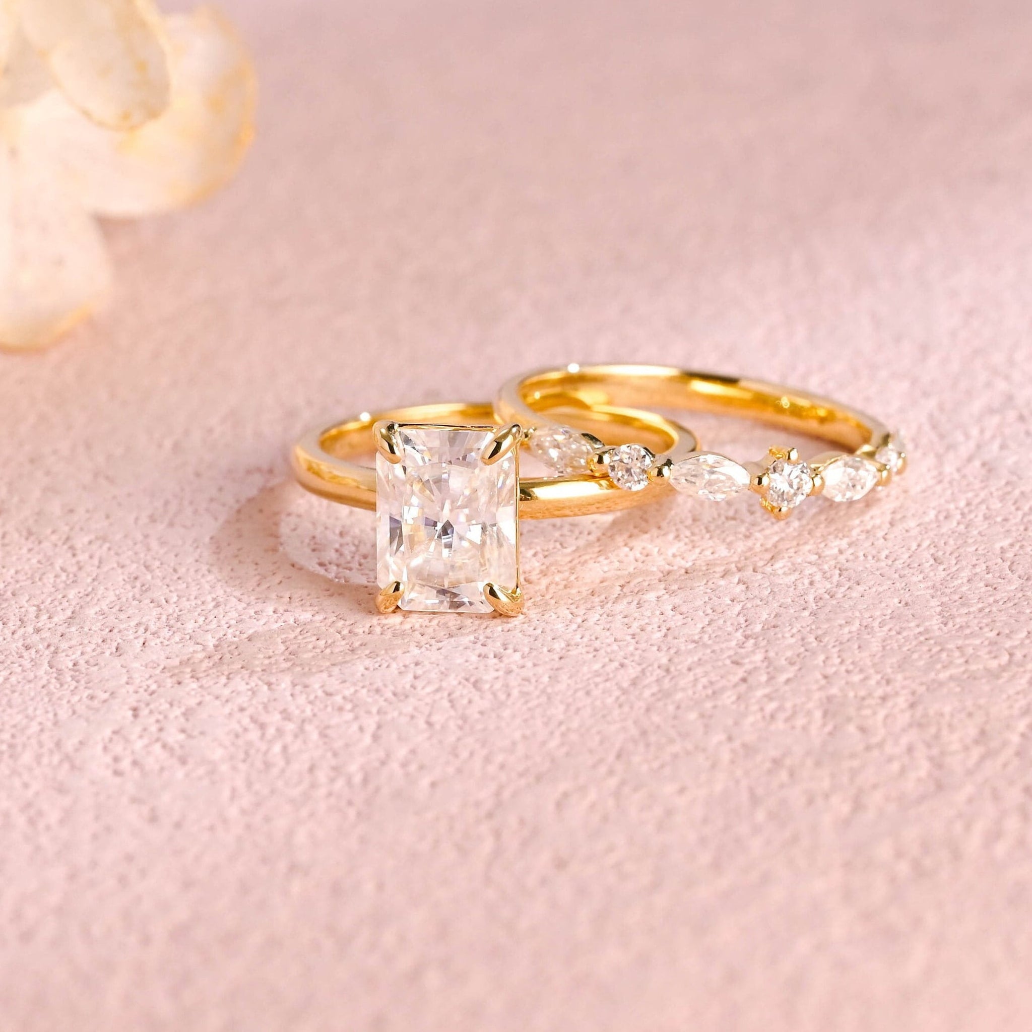 2ct Radiant Cut Moissanite Half Eternity Marquise Round Wedding Band Gift for Women